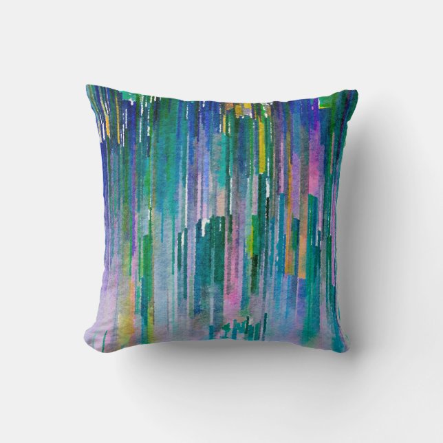 Multicolore waterverf kussen (Voorkant)