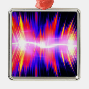 Multicolored Abstracte AudioGolfvorm Metalen Ornament