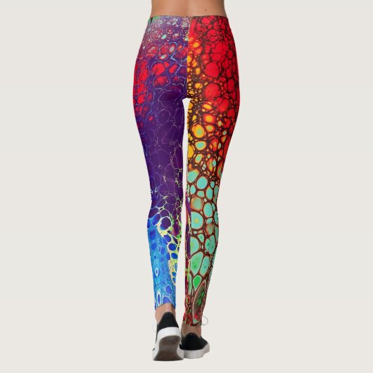 MULTICOLORED ABSTRACTE MARBLKING WEB LACING LEGGINGS (Achterkant)
