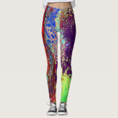 MULTICOLORED ABSTRACTE MARBLKING WEB LACING LEGGINGS (Voorkant)