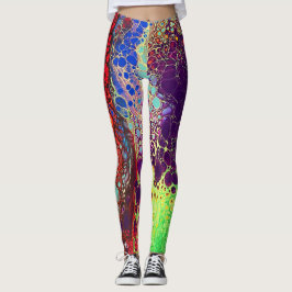 MULTICOLORED ABSTRACTE MARBLKING WEB LACING LEGGINGS