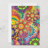 Multicolored Art Deco Flowers Abstract Weddenschap Kaart (Achterkant)