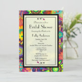 Multicolored Art Deco Flowers Vrijgezellenfeest Kaart (Staand voorkant)