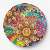 Multicolored Art Deco-ventilatorvormen Papieren Bordje (Voorkant)