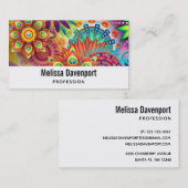 Multicolored Art Deco-ventilatorvormen Visitekaartje (Voorkant / Achterkant)