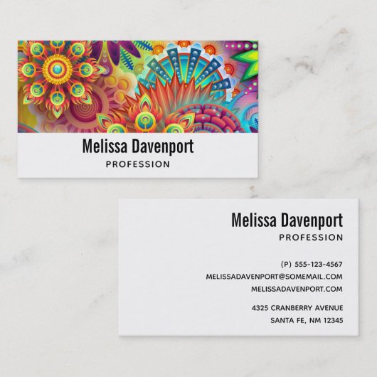 Multicolored Art Deco-ventilatorvormen Visitekaartje (Voorkant / Achterkant)