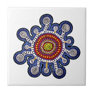 Multicolored Australia aboriginal art Tegeltje