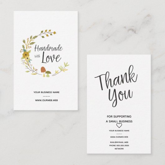 Multicolored Autumn Handmade with Love Quote Visitekaartje (Voorkant / Achterkant)