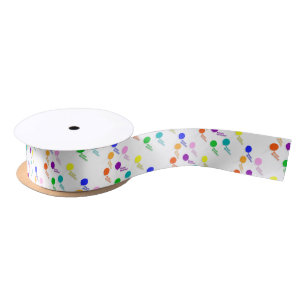 Multicolored ballon-patterned Satin Ribbon Satijnen Lint