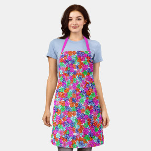 Multicolored Bloemen Illustratie Bloemenpatroon Schort