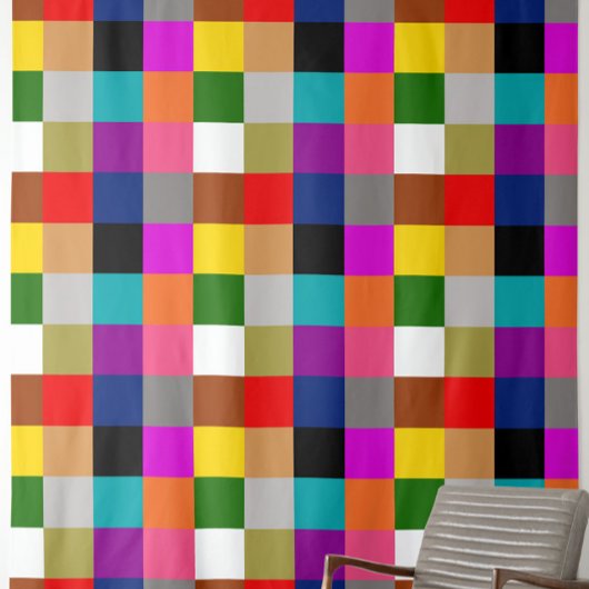 Multicolored Bold Color Blocks Design  Stof