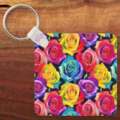 Multicolored bright roses, watercolor floral art sleutelhanger (Voorkant)