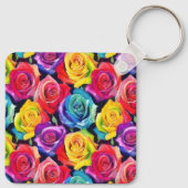 Multicolored bright roses, watercolor floral art sleutelhanger (Achterkant)