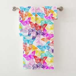 Multicolored Butterflies Pattern Bad Handdoek