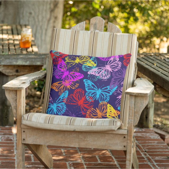 Multicolored Butterflies Pattern Buitenkussen (Stoel)