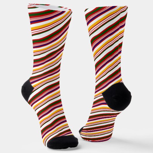 Multicolored Candy Cane Stripes Kerstmis Sokken (Gebogen)