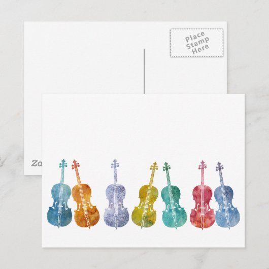 Multicolored Cellos Briefkaart (Voorkant / Achterkant)