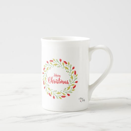 Multicolored Christmas Wreath Porselein Kop (Rechts)