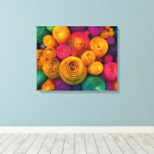 Multicolored concentric circles abstract texture canvas afdruk (Insitu (Houten vloer))