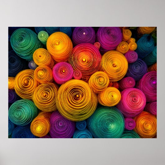 Multicolored concentric circles abstract texture poster (Voorkant)