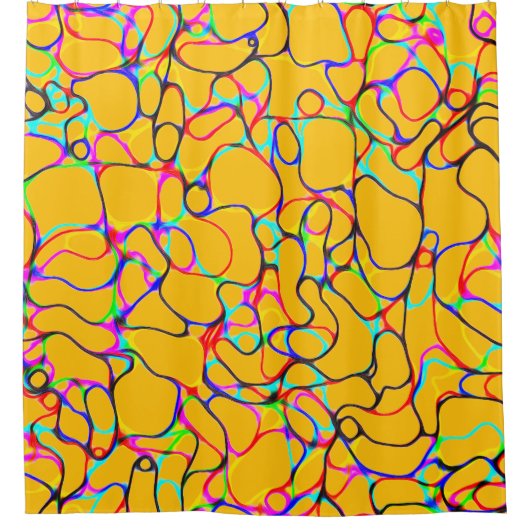 Multicolored Curvy Line Pattern Douchegordijn (Voorkant)