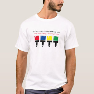 Multicolored de Borstels van de Verf, Schilder & D T-shirt