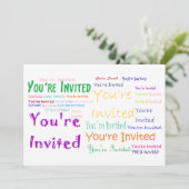 Multicolored de Uitnodiging van de Partij van "u w (Staand voorkant)