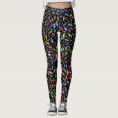 Multicolored Diamond-Pareltjes op zwart Leggings (Voorkant)