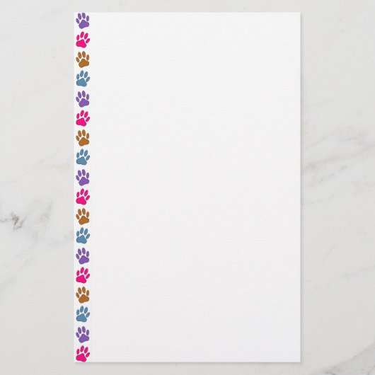 Multicolored Dog Paw Print Pattern Briefpapier (Voorkant)