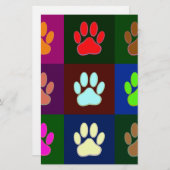 Multicolored Dog Paw Print Pattern Briefpapier (Voorkant / Achterkant)