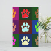 Multicolored Dog Paw Print Pattern Briefpapier (Staand voorkant)