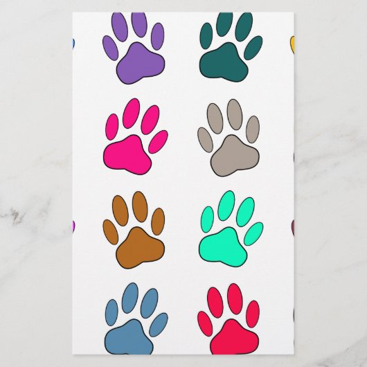 Multicolored Dog Paw Print Pattern Briefpapier (Voorkant)