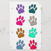 Multicolored Dog Paw Print Pattern Briefpapier (Voorkant / Achterkant)