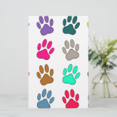 Multicolored Dog Paw Print Pattern Briefpapier (Staand voorkant)
