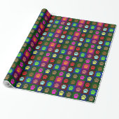Multicolored Dog Paw Print Pattern Cadeaupapier (Uitgerold)
