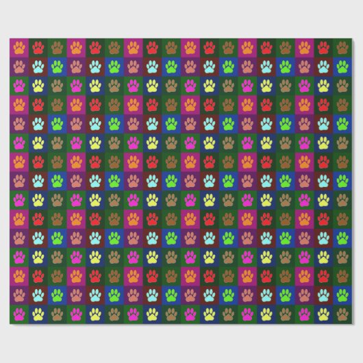 Multicolored Dog Paw Print Pattern Cadeaupapier (Vlak)