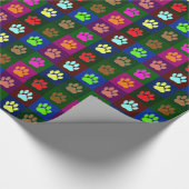 Multicolored Dog Paw Print Pattern Cadeaupapier (Hoek)
