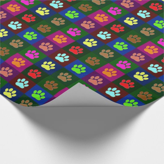 Multicolored Dog Paw Print Pattern Cadeaupapier (Hoek)