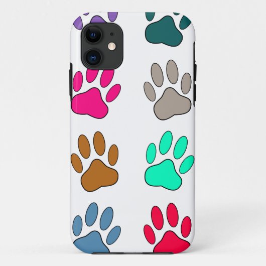 Multicolored Dog Paw Print Pattern Case-Mate iPhone Case (Achterkant)