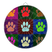 Multicolored Dog Paw Print Pattern Dartbord (Voorkant)