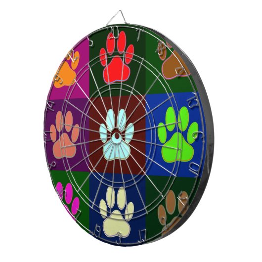 Multicolored Dog Paw Print Pattern Dartbord (Voorkant Rechts)