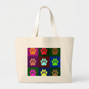 Multicolored Dog Paw Print Pattern Grote Tote Bag