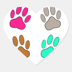Multicolored Dog Paw Print Pattern Hart Sticker