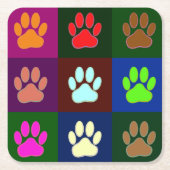 Multicolored Dog Paw Print Pattern Kartonnen Onderzetters (Voorkant)