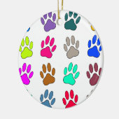 Multicolored Dog Paw Print Pattern Keramisch Ornament (Links)