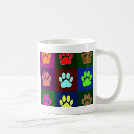 Multicolored Dog Paw Print Pattern Koffiemok (Rechts)