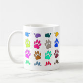 Multicolored Dog Paw Print Pattern Koffiemok (Links)