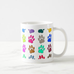 Multicolored Dog Paw Print Pattern Koffiemok