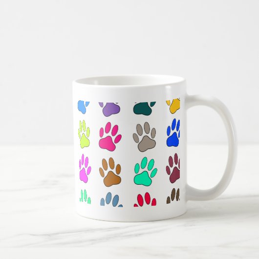 Multicolored Dog Paw Print Pattern Koffiemok (Rechts)