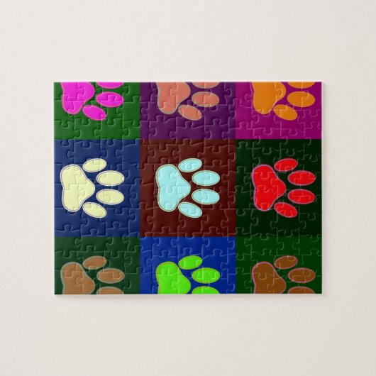 Multicolored Dog Paw Print Pattern Legpuzzel (Horizontaal)